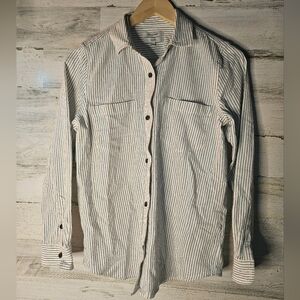 Madewell Womens Pinstripe Button Down Cotton Blend Shirt Small Thick Material